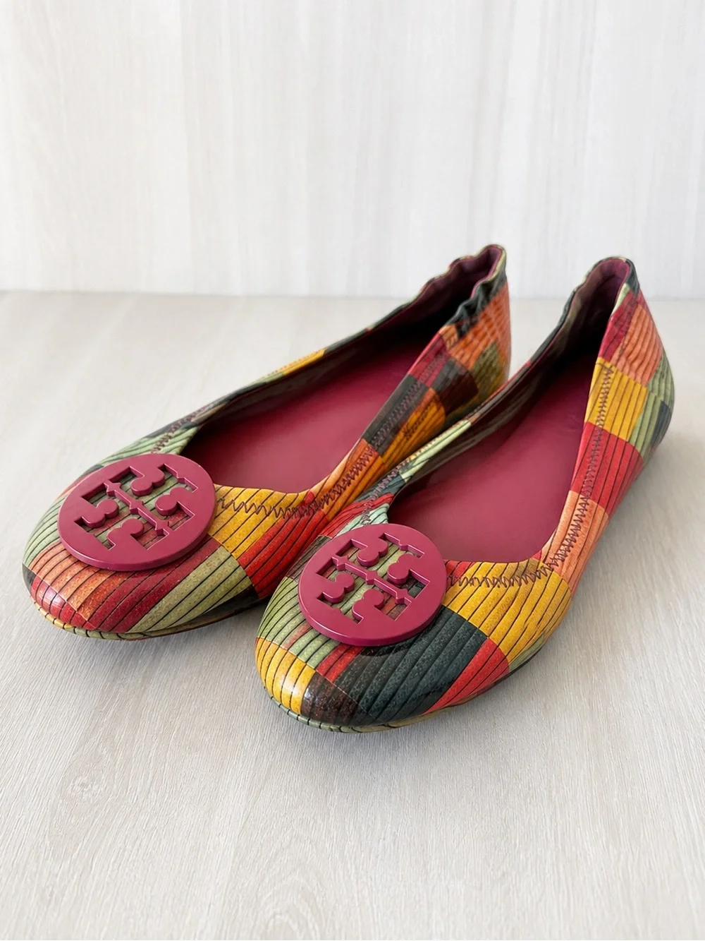 Tory Burch Reva Multicolor Printed Patent Leather Ballet Flats Women’s 9 aprox